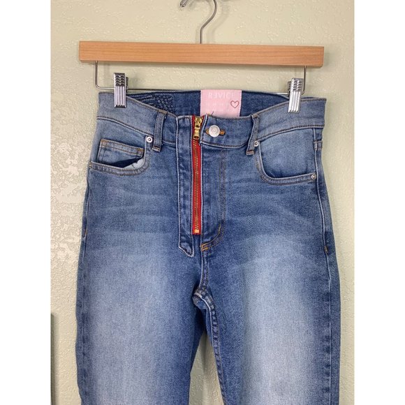 Vintage Y2k Revice Denim Heart Patch Work Jeans Size 27 - Picture 4 of 13